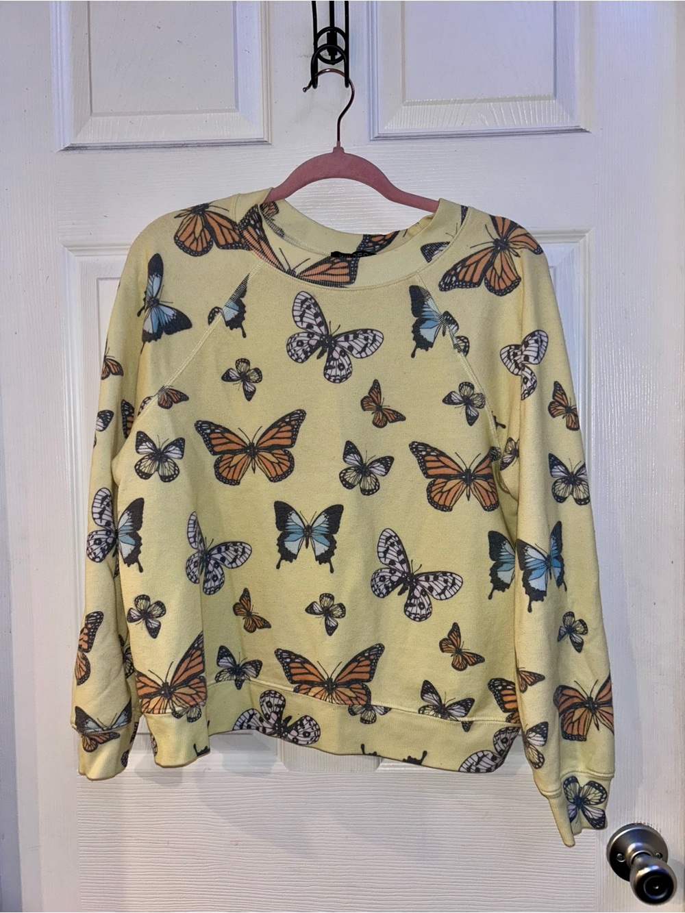 Wildfox Yellow Butterfly Print Sweatshirt